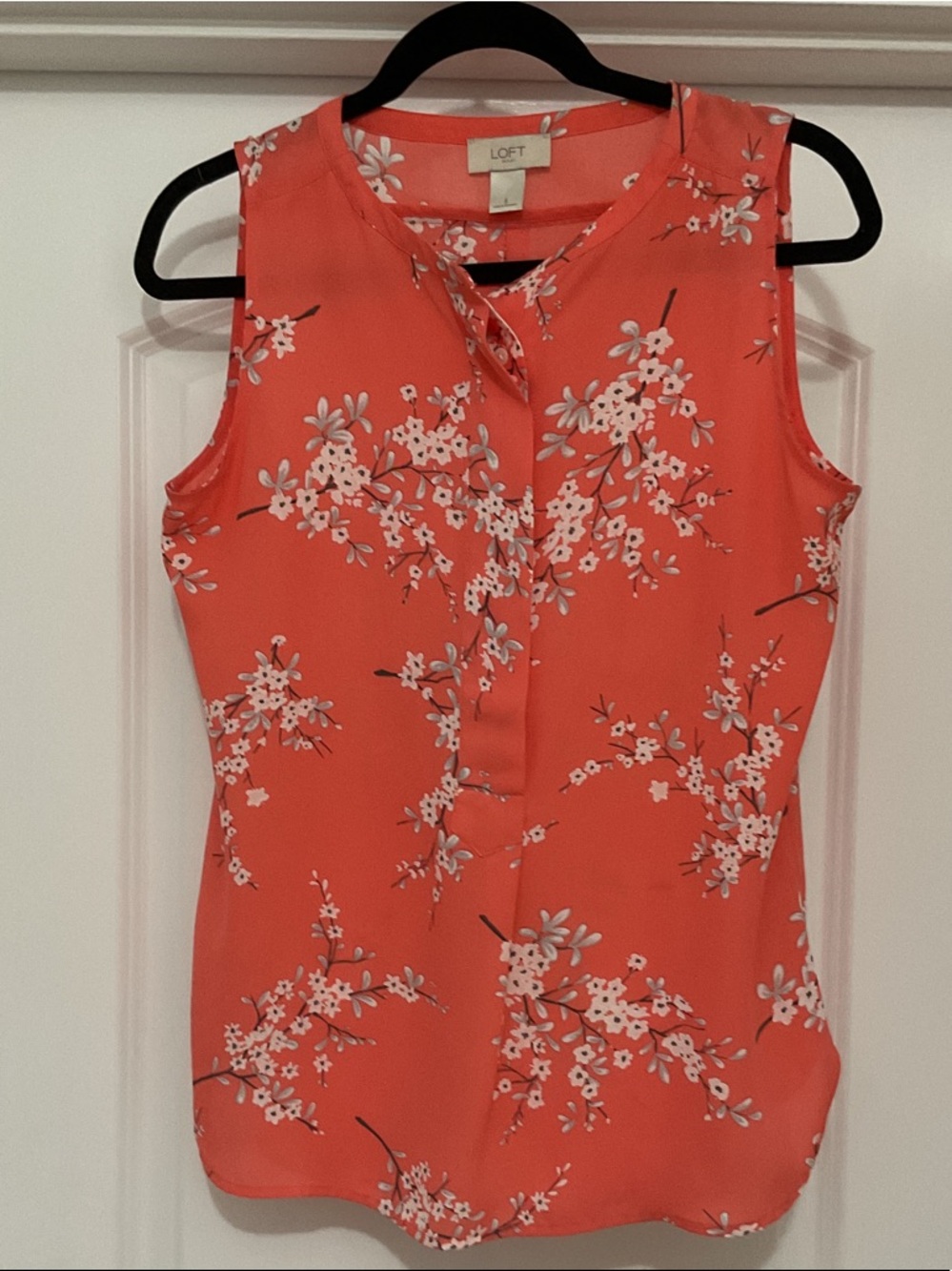 LOFT Coral Pink Floral Sleeveless Shell
